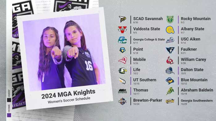 MGA Knights women's soccer schdedule.